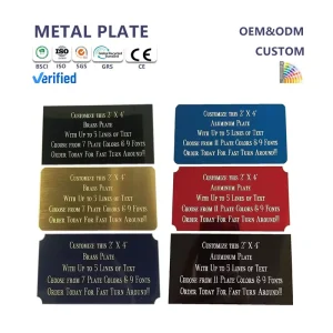 Custom Engraved Logo Metal Label Plate Furniture Tags Blank Adhesive Backing Name Plate with Letterpress Printing Model
