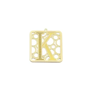 Custom Etched Gold Plated Square Letters Hollow Pendant Necklace Keychain Bag Metal Letters Tags Charms