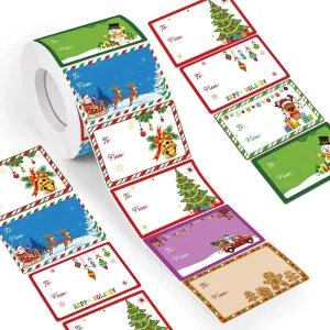 Custom Etiquette Self Adhesive Vinyl Label Roll Gift & Car Decoration Christmas Stickers Waterproof