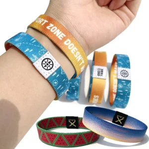 Custom Fabric Bracelet Stretchy RFID FM1108 Ntag 213 Ntag 215 Ntag216 Wristband for Festivals Woven Elastic NFC Bracelet Armband