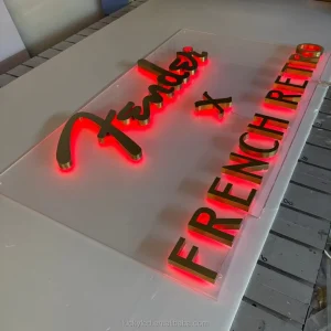 Custom Fabricated 3D RGB LED Signs Outdoor Golden Polished Stainless Steel Business Logo Letter Signage Advertising