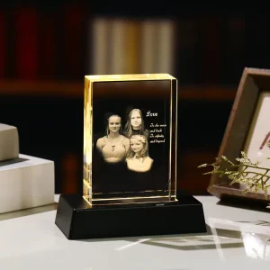 Custom Family Photo Frame Souvenirs 3D Laser Engraved K9 Crystal Blanks Glass Cube