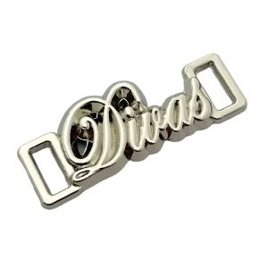 Custom Fashion Logo Hollow Plate Accessory Zinc Alloy Sewing Garment Hang Round Logo Label With Holes