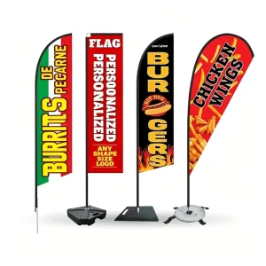 Custom Feather Flags Outdoor Blade Teardrop Rectangular Banner Flag with Pole and Base