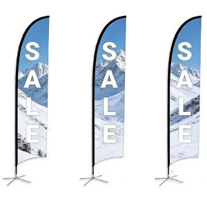Custom Fiberglass Feather Flying Teardrop Pennant Flag Outdoor Advertising Beach Flag Double usage Pole Custom Color Portable