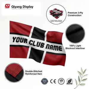 Custom Flags and Banners 100% Polyester Fabric 90x150cm 3x5ft Double side Block out Logo Flags and Banners for Sports Event Club