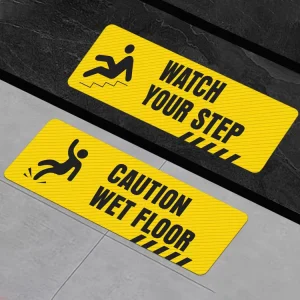 Custom Floor Decal Twill Textured Lamination Film Watch Your Step Caution Wet Floor PVC Vinyl Anti Slip Floor Stickers