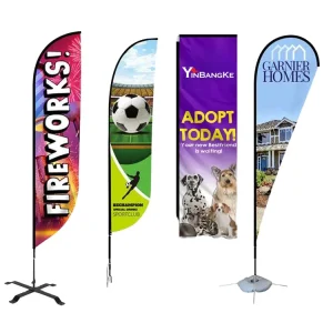 Custom Flying Feather Pennant Banners Teardrop Beach Flags Polyester Fiberglass Flagpoles for Business Advertising