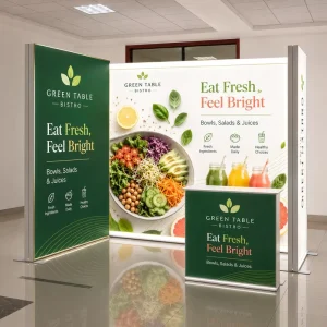 Custom Freestanding SEG Light Box Commercial LED Backlit Fabric Display Stand for Exhibition Booth Background