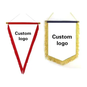 Custom Fringy Pennant Hanging Banner Flag International Exchange Sports Team Decor for Window Wall Display