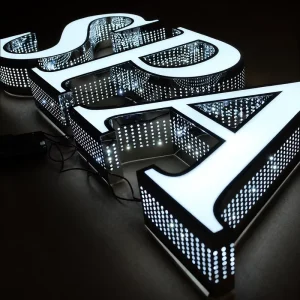 Custom Front Lit LED Channel Letters with Perforated Metal Sides 3D Outdoor Storefront Logo Business Signage