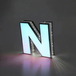 Custom Front Lit Perforated Side Channel Letters LED Illuminated Outdoor Storefront Sign for Companies Metal Acrylic