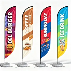 Custom Full Color Sublimation Printing Feather Beach Flag Personalized Advertising Teardrop Flag For Outdoor Marketing