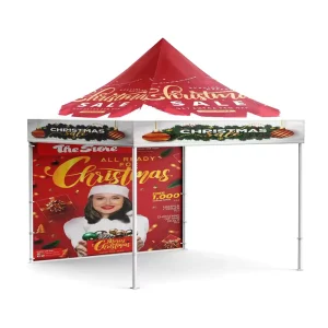 Custom Full Print Pop up Tent With Front Side Wall Steel Frame Outdoor Event Promotion Advertising Gazebo