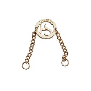 Custom Garment Hollow Letter Metal Chain Labels Round Shape Gold Logo Metal Hang Tags for Clothes