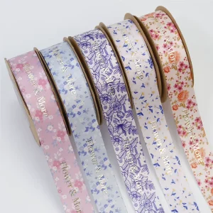 Custom Gift Wrapping Satin Ribbon 100% Polyester Sublimation Printed High Tenacity Custom Logo Roll