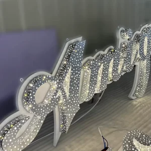 Custom Glossy Mirror LED Light Up Letters RGB Perforated Sign for Bar Event Boutique Decoration Remote Control