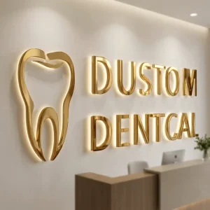 Custom Gold Backlit Business Sign Stainless Steel LED Illuminated Logo Metal Acrylic 3D Letter for Outdoor Advertising Building