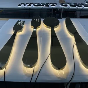 Custom Gold Color LED Light Channel Letter 3D Laser Cut For Indoor Outdoor Waterproof Backlit Sign For Mall Companies