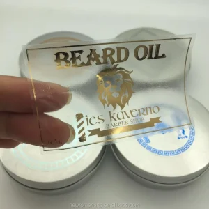 Custom Gold Foil Hot Stamping Transparent Vinyl Label Stickers Gold Stamping Plastic Label Sticker