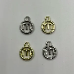 Custom Gold Silver Hollow Round Metal Ornaments Cutout M Letter Tags for Sweater Dress and Purse Strap Decoration Hardware