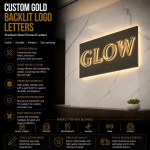Custom Gold Stainless Steel Backlit Logo Letters for Storefront Business Sign Backlit Channel Letters