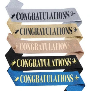 Custom Graduation Shoulder Sash with ‘Congratulations’ Single Pink Glitter Ribbon Sash for Graduation Ceremony