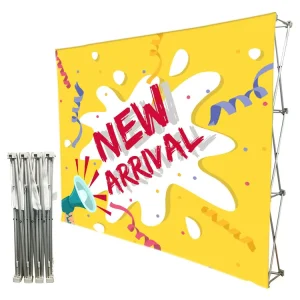 Custom Graphics Trade Show and Party Equipment Store Morden Metal Display Racks for Shops Backwall Wall Banner Display Stand
