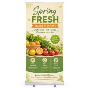 Custom HD Printed Roll up Banner Stand Aluminum Retractable Portable for Supermarket Seasonal Sale Retail Promotion Branding