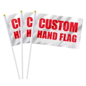 Custom Hand Flags Sports Events Cheering Prop Hand Flag Stick Hand Waving Flag