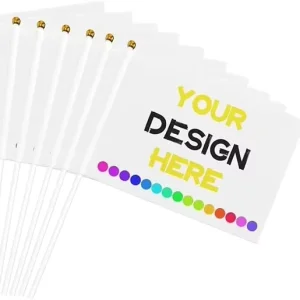 Custom Hand-Held Mini Waving Flag Personalized Logo Design Factory-Made with Plastic Wooden Stick for Promotional Flags Banners