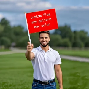 Custom Hand-Held Mini Waving Flag Personalized Logo Design with Plastic Wooden Stick for Promotional Flags Banners