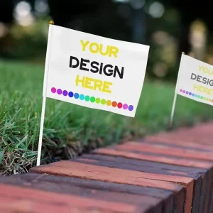 Custom Hand-held Mini Waving Flag Personalized Logo Design Factory-made With Plastic Wooden Stick for Promotional Flags Banners
