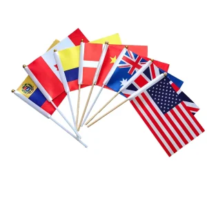 Custom Handheld Flag Outdoor Display Durable Digital Printing Promotional Festival Celebration Waterproof Polyester