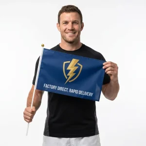 Custom Handheld Parade Flags for Candidate Support Waterproof Gold Top Pole Full Color Digital Print