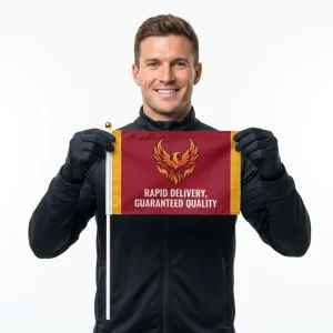 Custom Handheld Parade Flags for Outdoor Activity Lightweight Gold Top Pole Dye Sublimation Print Fast 24H Shipping