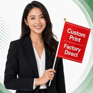 Custom Handheld Waving Flags Factory Supply Digital Printed Polyester Flags for Corporate Events and Launches Bulk Orders