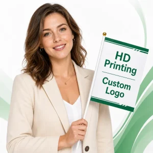 Custom Handheld Waving Flags Factory Supply Digital Printed Polyester Flags for Festival Parades and Carnivals Bulk Orders