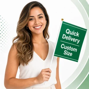 Custom Handheld Waving Flags Factory Supply Digital Printed Polyester Flags for Stadium Games and Supporters Bulk Orders C