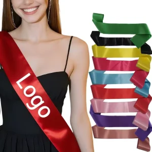Custom Happy Birthday Sash Advertising Printed Sash Customized Name & Logo Miss Shoulder Sash Single Layer Bride Party Sash