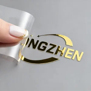 Custom High Quality 3D Letter Logo Gold Plated UV Crystal Label Metal Bright Gold Sticker Thin Nickel Metal Label Sticker Logo