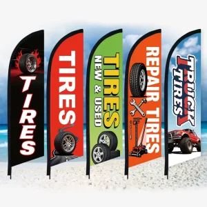 Custom High Quality Outdoor Advertising Decoration Polyester Digital Printing Flags Without Pole Tires Sales Feather Beach Flag