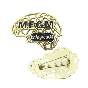 Custom Hollow Out Brooch Badge Nickel Free Low MOQ Branded Lapel Pins Metal Brand Logo Badges