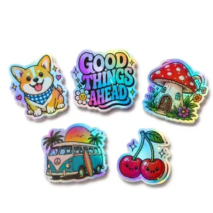 Custom Hologram Die Cut Sticker Adhesive Label Vinyl PVC Waterproof Printing Custom Logo Holographic Stickers For Kids