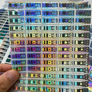 Custom Holographic Adhesive Labels 3D Color QR Code Anti Counterfeit Laser Stickers Packaging PET Security Tamper Proof Labels