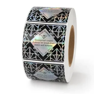 Custom Holographic Cosmetic Labels Waterproof Laser Foil Makeup Stickers for Cream Jar Product Packaging Adhesive Roll Labels