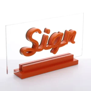 Custom Indoor Desktop Acrylic Table LED Sign Holder Stand with Plastic Base for Advertising Countertop
