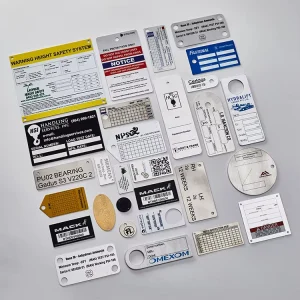 Custom Industrial Machine Equipment Aluminum Warning Labels Engraved Metallic Brand Logo Metal Plate