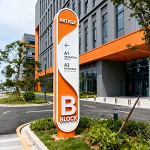Custom Industrial Park LED Backlit Advertising Guide Sign Outdoor Waterproof Directional Wayfinding Freestanding Mall Companies