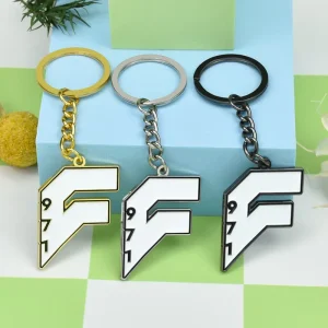 Custom Irregular Letter F Enamel Key Holder Text Logo Fashion Streetwear Brand Souvenir Metal Keyring